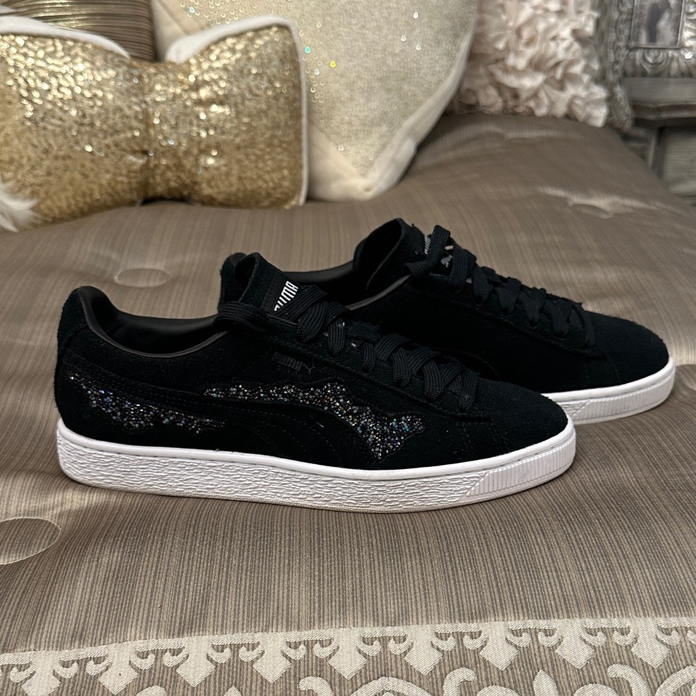 PUMA Women's Black and White Sparkle Sneakers